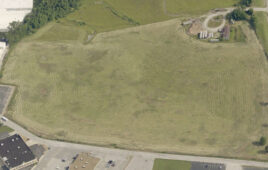 Overhead photo of a closed landfill.