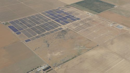 Swinerton's in-progress work on the Five Points 60-MW solar project in Fresno County, California.